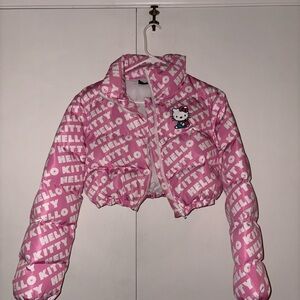 SHEIN Pink and White Puffer Jacket with Glossy Finish